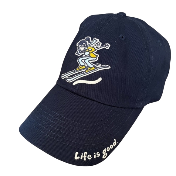 Life Is Good Unisex Baseball Hat Cap Skiing Girl Blue Adjustable Dad Hat NWT - Picture 2 of 9